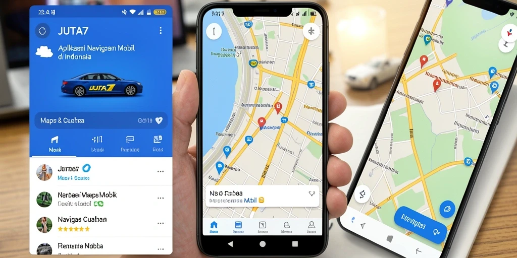 Tampilan antarmuka aplikasi JUTA7 yang jelas untuk navigasi mobil.