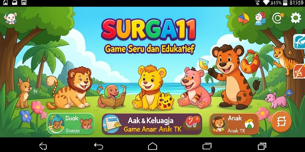 Antarmuka permainan yang menyenangkan dan edukatif untuk anak TK.